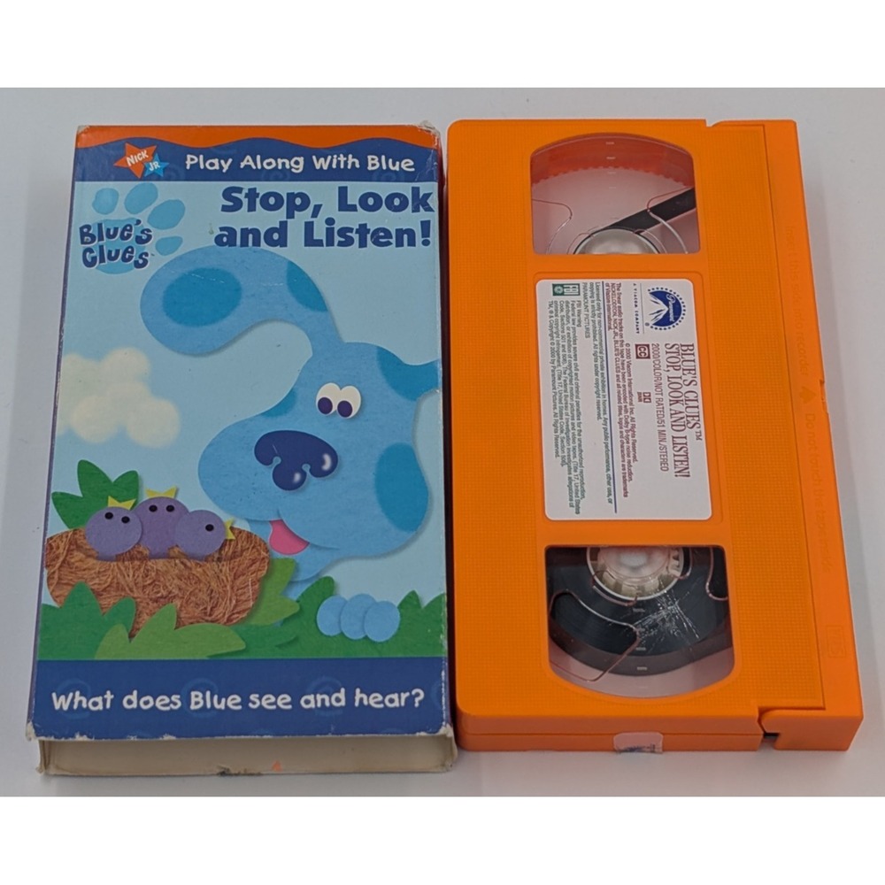 Blue's Clues Nick Jr. Play Along With Blue Stop, Look And Listen! VHS 2000 Steve